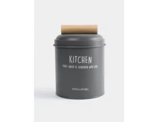 Банка для сыпучих продуктов, 1 л, металл/дерево, графитовая, Local