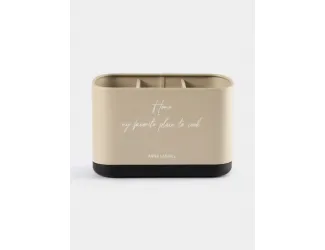 Подставка для кухонных принадлежностей, 19х13 см, 3 отд, металл/пластик, бежевая, Retro