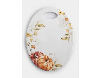 Подставка под горячее, 20х15 см, керамика/пробка, белая, Тыквы, Light pumpkin