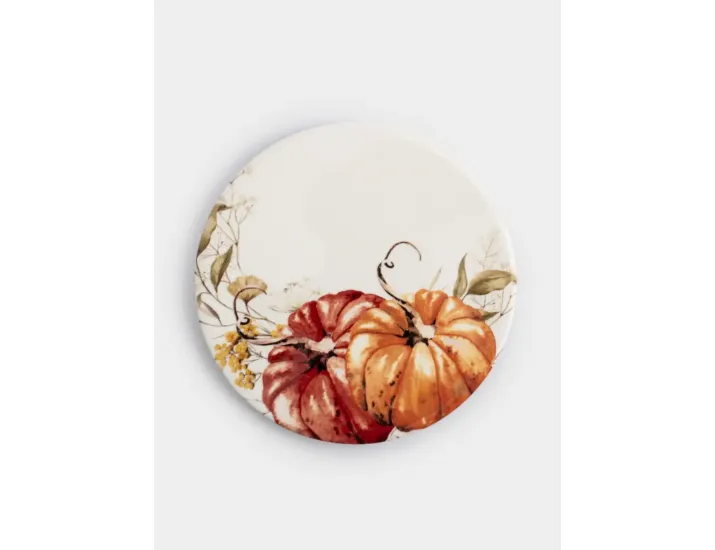 Подставка под кружку 11 см круглая белая Тыквы Anna Lafarg Light pumpkin