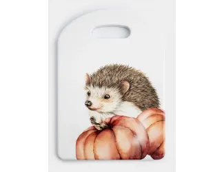 Подставка под горячее, 24х17 см, керамика/пробка, белая, Еж Autumn forest