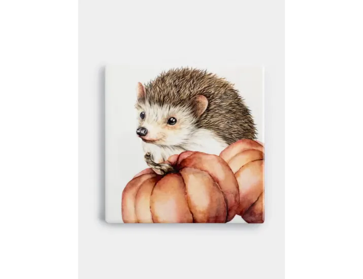 Подставка под кружку 11 см квадратная белая Еж Anna Lafarg Autumn forest