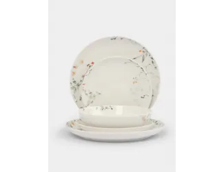 Сервиз обеденный, 6 перс, 19 пр, фарфор N, белый, Цветы и листья, Primrose