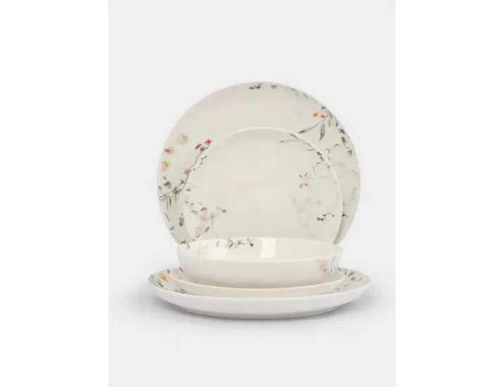 Сервиз обеденный 6 персон 19 предметов белый Цветы и листья Anna Lafarg Primrose