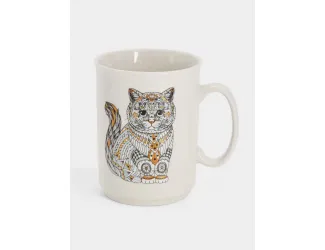 Кружка, 415 мл, фарфор N, белая, Кот, Wild