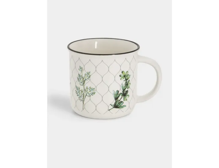 Кружка 400 мл белая Зеленые ветки Anna Lafarg Herbarium