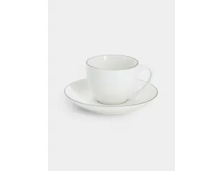 Пара кофейная 1 персона 2 предмета 90 мл белая с серебристым кантом Maxwell & Williams White Platinum