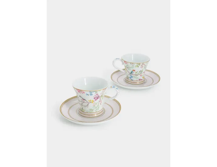 Набор чайный 2 персоны 4 предмета белая Цветы и птицы Easy Life Birds Melody