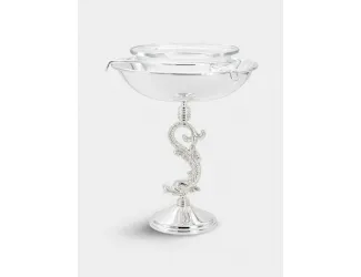 Икорница, 19,5 см, на ножке, серебрянная