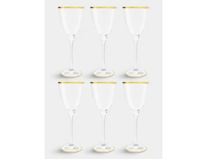 Набор бокалов для вина 6 предметов 300 мл золотистый кант Same Sabina Gold