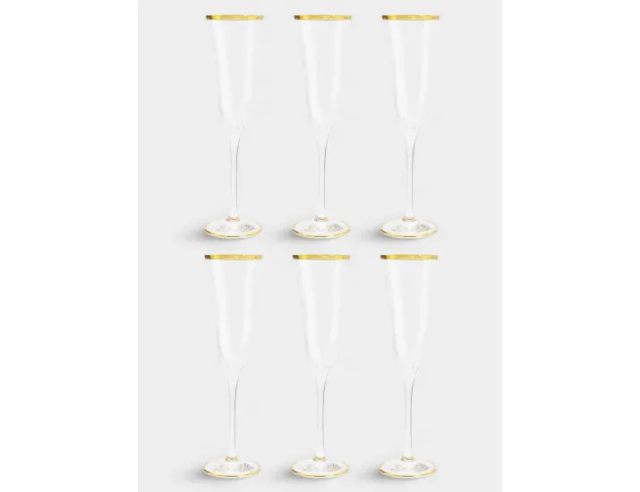 Набор бокалов для шампанского 6 предметов 175 мл золотистый кант Same Sabina Gold