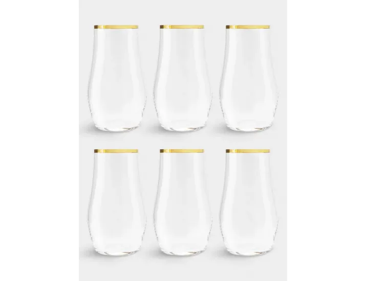 Набор стаканов для воды 6 предметов 500 мл серебристый кант Same Sabina Gold