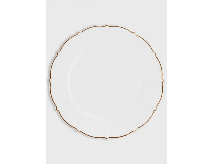 Тарелка обеденная 26,5 см белая, с золотистым кантом Anna Lafarg Лотос