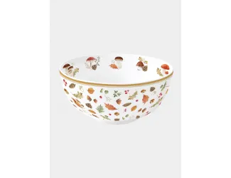 Салатник, 15х8 см, 600 мл, фарфор P, белый, Грибы и листья, Autumn Breeze