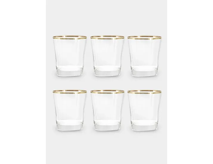 Набор стаканов для виски 6 предметов 365 мл с золотистым кантом Le Stelle Gemma Gold