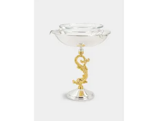 Икорница, 19,5 см, на ножке, золотая