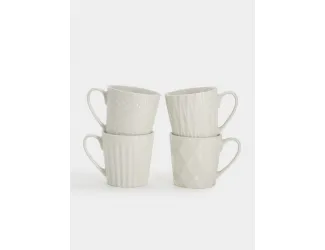 Набор кружек 4 предмета 380 мл белые геометрия Maxwell & Williams Nova