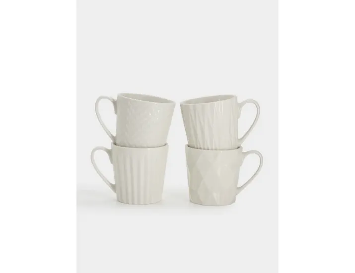 Набор кружек 4 предмета 380 мл белые геометрия Maxwell & Williams Nova