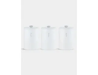 Набор банок для сыпучих продуктов, 3 пр, 1.35 л, h17 см, белые, Astor