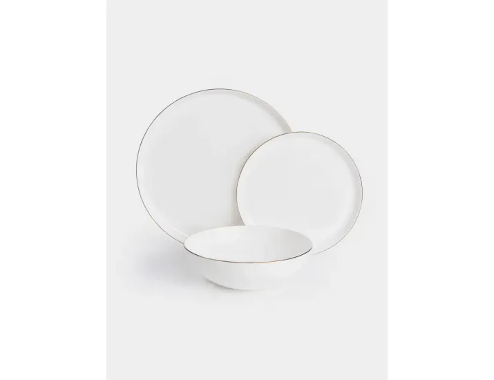 Набор обеденный 4 персоны 12 предметов белый с золотистым кантом Maxwell & Williams Кашемир Голд