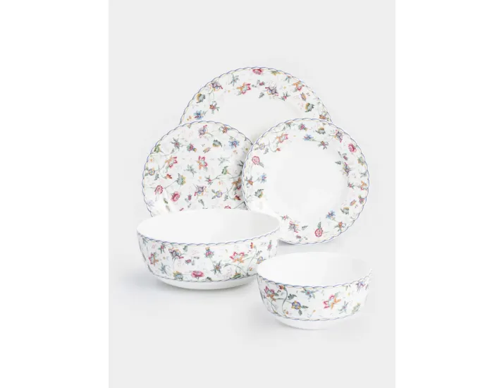 Сервиз обеденный 6 персон 21 предмет белый Цветы Anna Lafarg Букингем