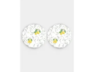 Подставка под горячее, круглая, 34.5 см, 2 шт, Цветы и лимоны