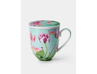 Кружка, 400 мл, с подставкой, Тюльпаны