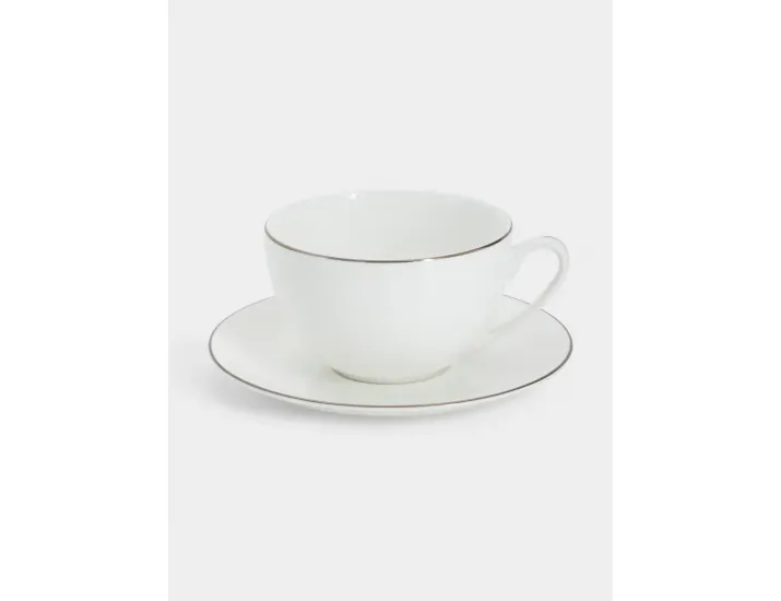 Чашка с блюдцем 250 мл белая с серебристым кантом Anna Lafarg Арктика