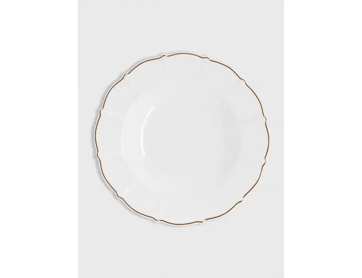 Тарелка суповая 21,5 см белая с золотистым кантом Anna Lafarg Лотос