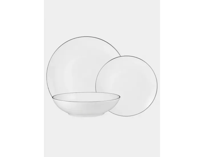 Сервиз обеденный 4 персон 12 предметов белый с серебристым кантом Maxwell & Williams White Platinum