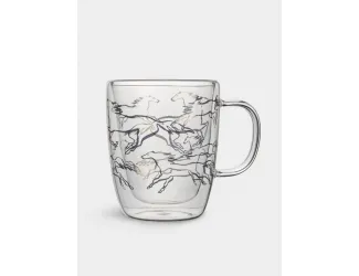 Кружка, 370 мл, стекло Б, золотистая, Кони, Wind-Horse