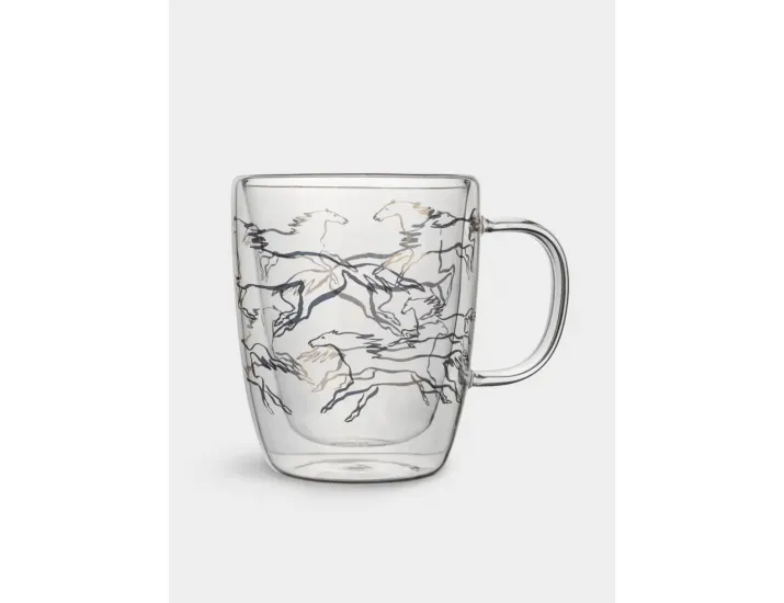 Кружка 370 мл золотистая Кони Anna Lafarg Wind-Horse