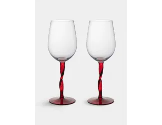 Бокал для вина, 540 мл, 2 шт, стекло, красная ножка, Villalago