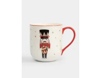 Кружка, 450 мл, фарфор F, бело-красная, Щелкунчик, Nutcracker