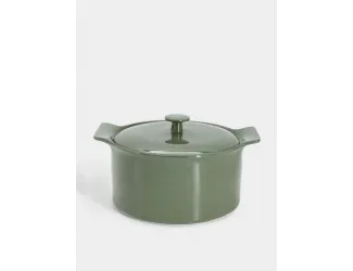 Кастрюля, 3 л, с крышкой, фарфор P, серо-зеленая, Indulgence