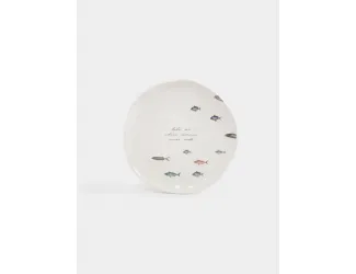 Тарелка обеденная, 25 см, керамика, белая, Рыбки, Sea world