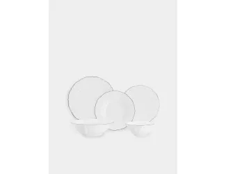 Сервиз обеденный 6 персон 21 предмет белый с серебристым кантом Anna Lafarg Lotus silver