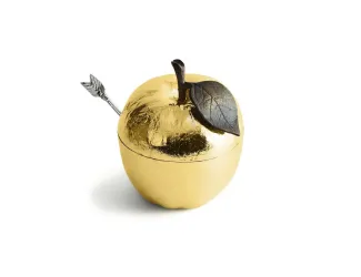 Банка для меда с ложкой Michael Aram Apple 11 см золото