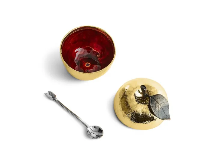 Банка для меда с ложкой Michael Aram Apple 11 см золото