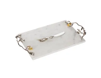 Доска для сыра с ножом Michael Aram "Pomegranate Silver&Gold" 46х25 см