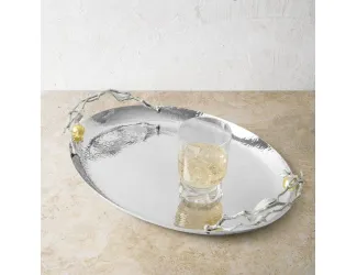 Поднос Michael Aram Pomegranate Silver овальный 44х33 см