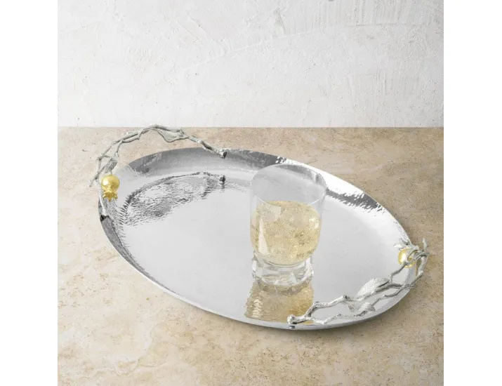 Поднос Michael Aram Pomegranate Silver овальный 44х33 см