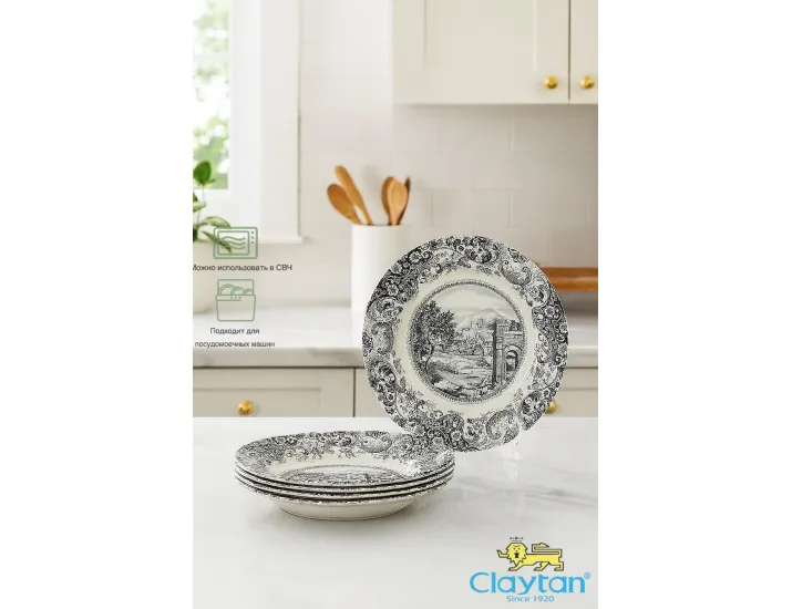 Набор глубоких тарелок 6 шт Claytan Rome grey 0404
