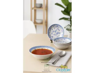 Набор глубоких тарелок 6 шт 20,3см Rose cluster blue Claytan 1809