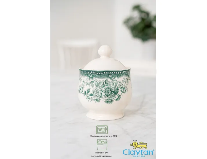 Сахарница с крышкой 280 мл Claytan Diana Rose Jade green 9911