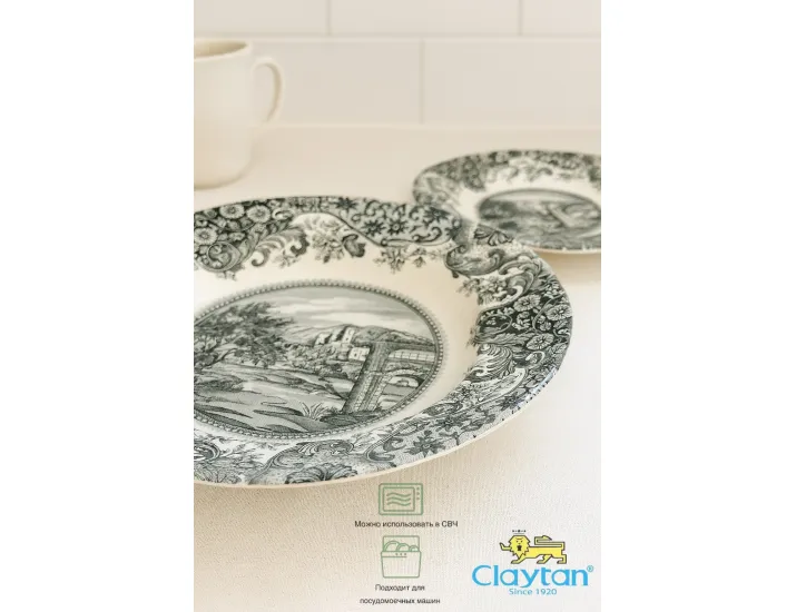 Тарелка глубокая 23,3 см Claytan Rome grey 0404