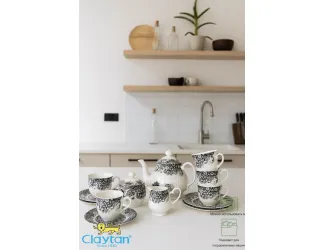 Чайный набор на 4 персоны 11 предметов Claytan Rome grey 0404