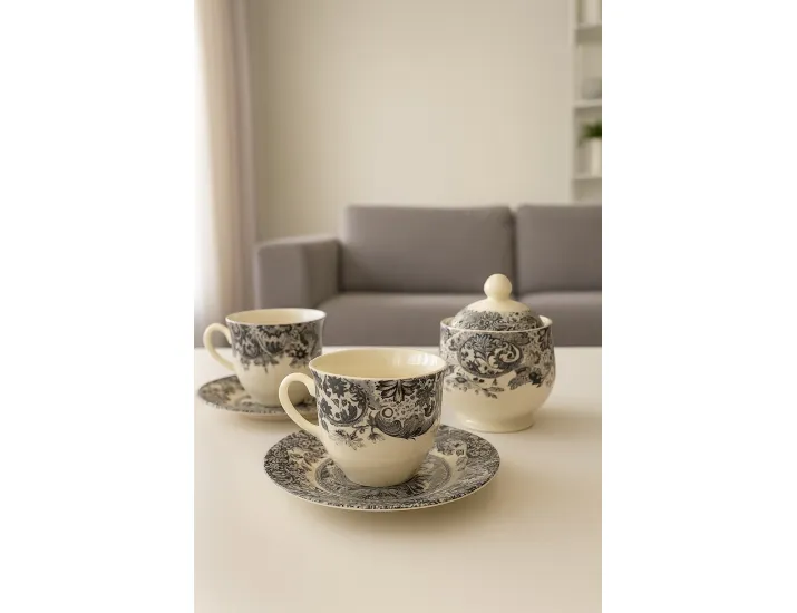 Набор из двух чайных пар с сахарницей 5 предметов Claytan Rome grey 0404