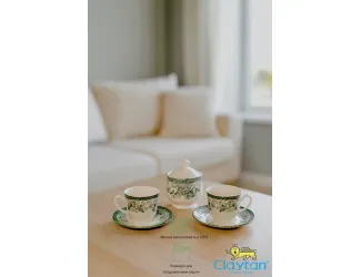 Набор из двух чайных пар с сахарницей 5 предметов Claytan Diana Rose Jade green 9911