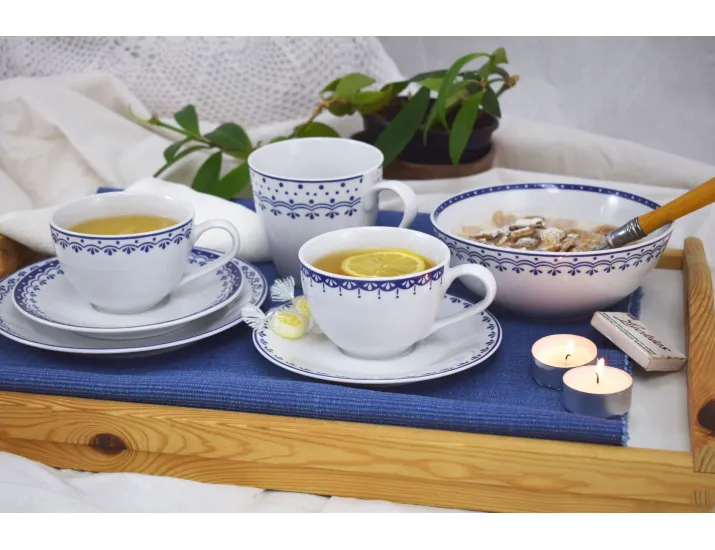 Чайный сервиз на 4 персоны 11 предметов Leander Hyggelyne синий 71160717-327E
